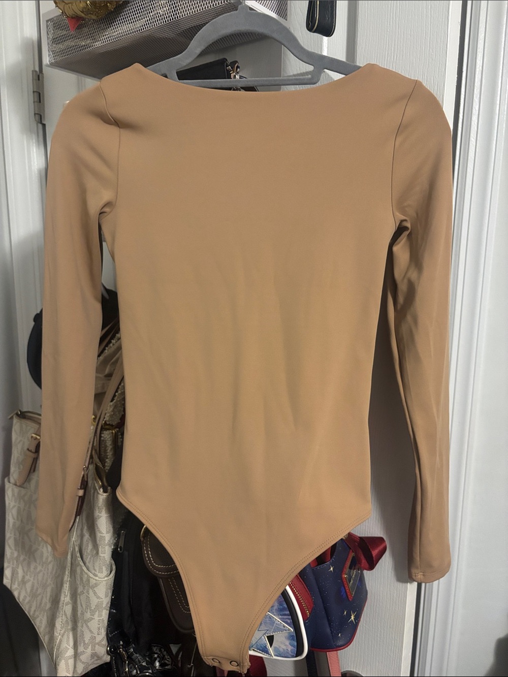 Express Body Contour Long Sleeve Nude Bodysuit - Women Tops